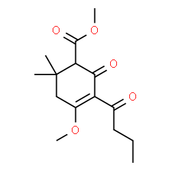 ChemSpider 2D Image | Methyl 3-butyryl-4-methoxy-6,6-dimethyl-2-oxo-3-cyclohexene-1-carboxylate | C15H22O5