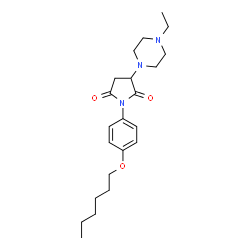 ChemSpider 2D Image | 3-(4-Ethyl-1-piperazinyl)-1-[4-(hexyloxy)phenyl]-2,5-pyrrolidinedione | C22H33N3O3