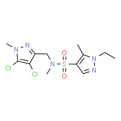 ChemSpider 2D Image | N-[(4,5-Dichloro-1-methyl-1H-pyrazol-3-yl)methyl]-1-ethyl-N,5-dimethyl-1H-pyrazole-4-sulfonamide | C12H17Cl2N5O2S