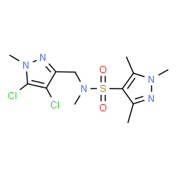 ChemSpider 2D Image | N-[(4,5-Dichloro-1-methyl-1H-pyrazol-3-yl)methyl]-N,1,3,5-tetramethyl-1H-pyrazole-4-sulfonamide | C12H17Cl2N5O2S