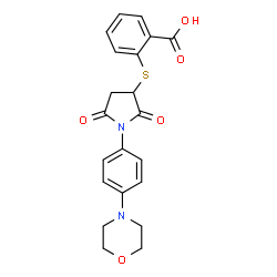 ChemSpider 2D Image | 2-({1-[4-(4-Morpholinyl)phenyl]-2,5-dioxo-3-pyrrolidinyl}sulfanyl)benzoic acid | C21H20N2O5S