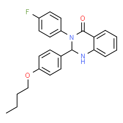ChemSpider 2D Image | 2-(4-Butoxyphenyl)-3-(4-fluorophenyl)-2,3-dihydro-4(1H)-quinazolinone | C24H23FN2O2