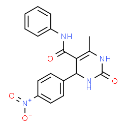 ChemSpider 2D Image | 6-Methyl-4-(4-nitrophenyl)-2-oxo-N-phenyl-1,2,3,4-tetrahydro-5-pyrimidinecarboxamide | C18H16N4O4