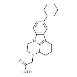 ChemSpider 2D Image | 2-(8-Cyclohexyl-1,2,3a,4,5,6-hexahydro-3H-pyrazino[3,2,1-jk]carbazol-3-yl)acetamide | C22H29N3O