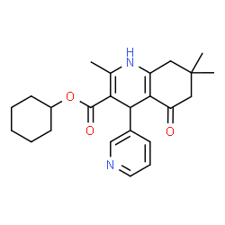 ChemSpider 2D Image | Cyclohexyl 2,7,7-trimethyl-5-oxo-4-(3-pyridinyl)-1,4,5,6,7,8-hexahydro-3-quinolinecarboxylate | C24H30N2O3