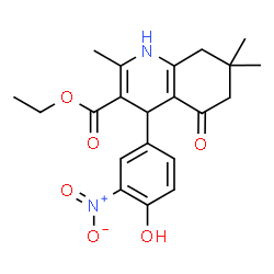 ChemSpider 2D Image | Ethyl 4-(4-hydroxy-3-nitrophenyl)-2,7,7-trimethyl-5-oxo-1,4,5,6,7,8-hexahydro-3-quinolinecarboxylate | C21H24N2O6