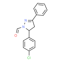 ChemSpider 2D Image | 5-(4-Chloro-phenyl)-3-phenyl-4,5-dihydro-pyrazole-1-carbaldehyde | C16H13ClN2O