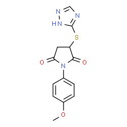 ChemSpider 2D Image | 2,5-Pyrrolidinedione, 1-(4-methoxyphenyl)-3-(4H-1,2,4-triazol-3-ylthio)- | C13H12N4O3S