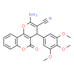 ChemSpider 2D Image | 2-Amino-5-oxo-4-(3,4,5-trimethoxyphenyl)-4H,5H-pyrano[3,2-c]chromene-3-carbonitrile | C22H18N2O6