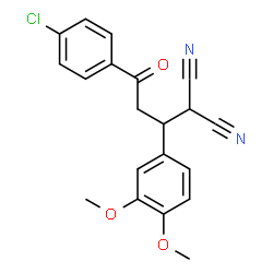ChemSpider 2D Image | [3-(4-Chlorophenyl)-1-(3,4-dimethoxyphenyl)-3-oxopropyl]malononitrile | C20H17ClN2O3