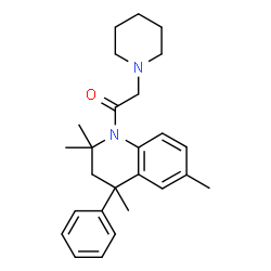 ChemSpider 2D Image | 2-(1-Piperidinyl)-1-(2,2,4,6-tetramethyl-4-phenyl-3,4-dihydro-1(2H)-quinolinyl)ethanone | C26H34N2O
