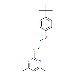 ChemSpider 2D Image | 2-{[2-(4-tert-butylphenoxy)ethyl]sulfanyl}-4,6-dimethylpyrimidine | C18H24N2OS