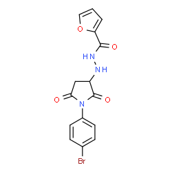 ChemSpider 2D Image | N'-[1-(4-Bromophenyl)-2,5-dioxo-3-pyrrolidinyl]-2-furohydrazide | C15H12BrN3O4
