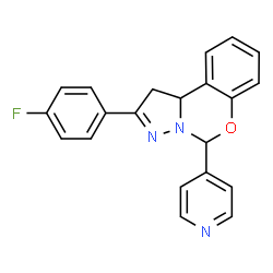 ChemSpider 2D Image | 2-(4-Fluorophenyl)-5-(4-pyridinyl)-1,10b-dihydropyrazolo[1,5-c][1,3]benzoxazine | C21H16FN3O