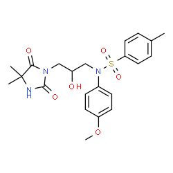 ChemSpider 2D Image | N-[3-(4,4-Dimethyl-2,5-dioxo-1-imidazolidinyl)-2-hydroxypropyl]-N-(4-methoxyphenyl)-4-methylbenzenesulfonamide | C22H27N3O6S