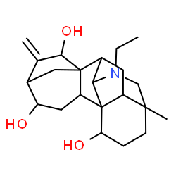 ChemSpider 2D Image | 11-Ethyl-13-methyl-6-methylene-11-azahexacyclo[7.7.2.1~5,8~.0~1,10~.0~2,8~.0~13,17~]nonadecane-4,7,16-triol | C22H33NO3