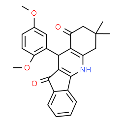 ChemSpider 2D Image | 10-(2,5-Dimethoxyphenyl)-7,7-dimethyl-6,7,8,10-tetrahydro-5H-indeno[1,2-b]quinoline-9,11-dione | C26H25NO4
