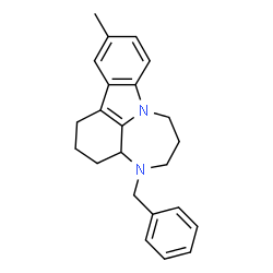 ChemSpider 2D Image | 4-Benzyl-11-methyl-1,2,3,3a,4,5,6,7-octahydro[1,4]diazepino[3,2,1-jk]carbazole | C23H26N2