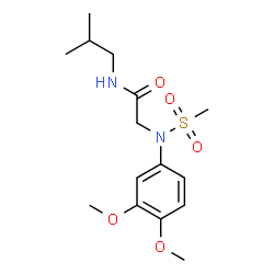 ChemSpider 2D Image | N~2~-(3,4-Dimethoxyphenyl)-N-isobutyl-N~2~-(methylsulfonyl)glycinamide | C15H24N2O5S