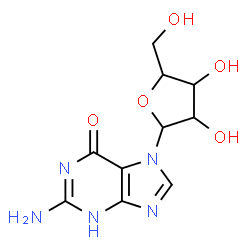ChemSpider 2D Image | 2-amino-7-pentofuranosyl-1,7-dihydro-6H-purin-6-one | C10H13N5O5