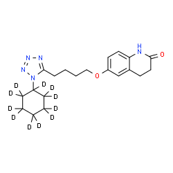 ChemSpider 2D Image | 6-{4-[1-(~2~H_11_)Cyclohexyl-1H-tetrazol-5-yl]butoxy}-3,4-dihydro-2(1H)-quinolinone | C20H16D11N5O2