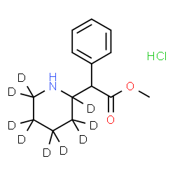 ChemSpider 2D Image | Methyl phenyl[(2,3,3,4,4,5,5,6,6-~2~H_9_)-2-piperidinyl]acetate hydrochloride (1:1) | C14H11D9ClNO2