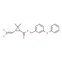 ChemSpider 2D Image | 3-Phenoxybenzyl (3R)-3-(2,2-dichlorovinyl)-2,2-dimethylcyclopropanecarboxylate | C21H20Cl2O3