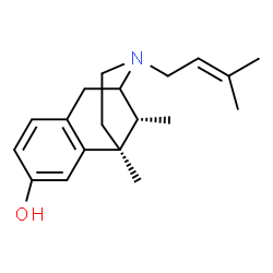 ChemSpider 2D Image | (1S,13R)-1,13-Dimethyl-10-(3-methyl-2-buten-1-yl)-10-azatricyclo[7.3.1.0~2,7~]trideca-2,4,6-trien-4-ol | C19H27NO