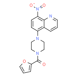 ChemSpider 2D Image | 2-Furyl[4-(8-nitro-5-quinolinyl)-1-piperazinyl]methanone | C18H16N4O4