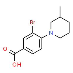ChemSpider 2D Image | 3-Bromo-4-(3-methyl-1-piperidinyl)benzoic acid | C13H16BrNO2