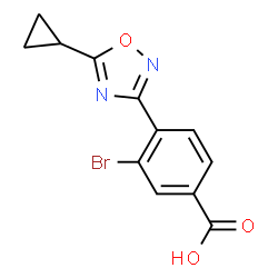 ChemSpider 2D Image | 3-Bromo-4-(5-cyclopropyl-1,2,4-oxadiazol-3-yl)benzoic acid | C12H9BrN2O3