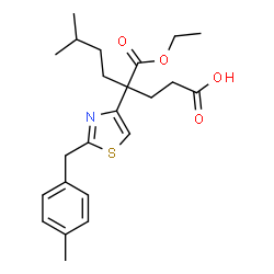 ChemSpider 2D Image | 4-(Ethoxycarbonyl)-7-methyl-4-[2-(4-methylbenzyl)-1,3-thiazol-4-yl]octanoic acid | C23H31NO4S