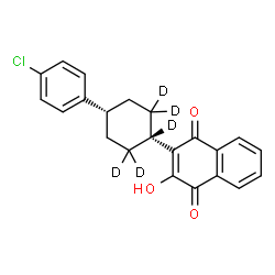 ChemSpider 2D Image | 2-[4-(4-Chlorophenyl)(1,2,2,6,6-~2~H_5_)cyclohexyl]-3-hydroxy-1,4-naphthoquinone | C22H14D5ClO3