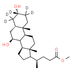 ChemSpider 2D Image | Methyl (3alpha,5beta,7beta,8xi,17xi)-3,7-dihydroxy(2,2,3,4,4-~2~H_5_)cholan-24-oate | C25H37D5O4