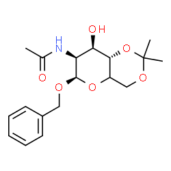 ChemSpider 2D Image | Benzyl (5xi)-2-acetamido-2-deoxy-4,6-O-isopropylidene-beta-D-lyxo-hexopyranoside | C18H25NO6