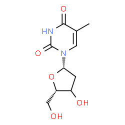 ChemSpider 2D Image | 1-[(3xi)-2-Deoxy-beta-L-glycero-pentofuranosyl]-5-methyl-2,4(1H,3H)-pyrimidinedione | C10H14N2O5