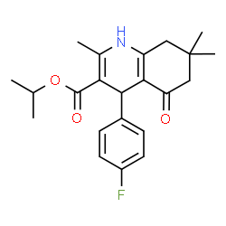 ChemSpider 2D Image | Isopropyl 4-(4-fluorophenyl)-2,7,7-trimethyl-5-oxo-1,4,5,6,7,8-hexahydro-3-quinolinecarboxylate | C22H26FNO3