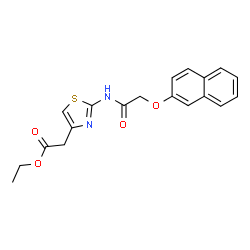 ChemSpider 2D Image | Ethyl (2-{[(2-naphthyloxy)acetyl]amino}-1,3-thiazol-4-yl)acetate | C19H18N2O4S