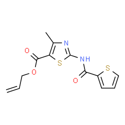 ChemSpider 2D Image | Allyl 4-methyl-2-[(2-thienylcarbonyl)amino]-1,3-thiazole-5-carboxylate | C13H12N2O3S2