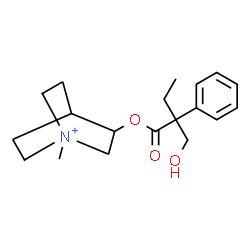 ChemSpider 2D Image | 3-(2-Hydroxymethyl-2-phenyl-butyryloxy)-1-methyl-1-azonia-bicyclo[2.2.2]octane | C19H28NO3