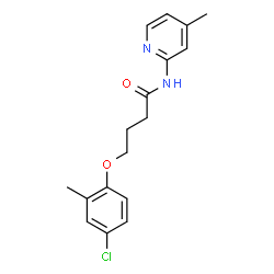ChemSpider 2D Image | 4-(4-Chloro-2-methylphenoxy)-N-(4-methyl-2-pyridinyl)butanamide | C17H19ClN2O2