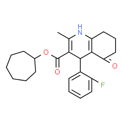 ChemSpider 2D Image | Cycloheptyl 4-(2-fluorophenyl)-2-methyl-5-oxo-1,4,5,6,7,8-hexahydro-3-quinolinecarboxylate | C24H28FNO3