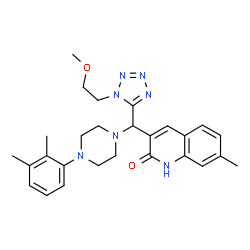ChemSpider 2D Image | 3-{[4-(2,3-Dimethylphenyl)-1-piperazinyl][1-(2-methoxyethyl)-1H-tetrazol-5-yl]methyl}-7-methyl-2(1H)-quinolinone | C27H33N7O2