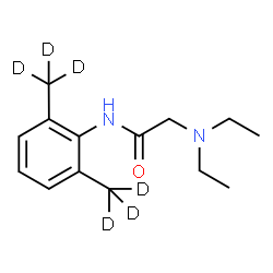 ChemSpider 2D Image | N-{2,6-Bis[(~2~H_3_)methyl]phenyl}-N~2~,N~2~-diethylglycinamide | C14H16D6N2O