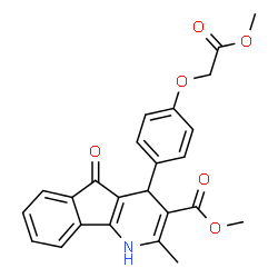 ChemSpider 2D Image | Methyl 4-[4-(2-methoxy-2-oxoethoxy)phenyl]-2-methyl-5-oxo-4,5-dihydro-1H-indeno[1,2-b]pyridine-3-carboxylate | C24H21NO6