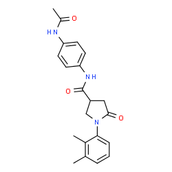 ChemSpider 2D Image | N-(4-Acetamidophenyl)-1-(2,3-dimethylphenyl)-5-oxo-3-pyrrolidinecarboxamide | C21H23N3O3