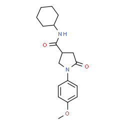 ChemSpider 2D Image | N-Cyclohexyl-1-(4-methoxyphenyl)-5-oxo-3-pyrrolidinecarboxamide | C18H24N2O3