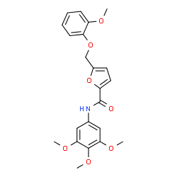 ChemSpider 2D Image | 5-[(2-Methoxyphenoxy)methyl]-N-(3,4,5-trimethoxyphenyl)-2-furamide | C22H23NO7