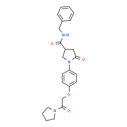ChemSpider 2D Image | N-Benzyl-5-oxo-1-{4-[2-oxo-2-(1-pyrrolidinyl)ethoxy]phenyl}-3-pyrrolidinecarboxamide | C24H27N3O4