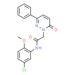 ChemSpider 2D Image | N-(5-Chloro-2-methoxyphenyl)-2-(6-oxo-3-phenyl-1(6H)-pyridazinyl)acetamide | C19H16ClN3O3